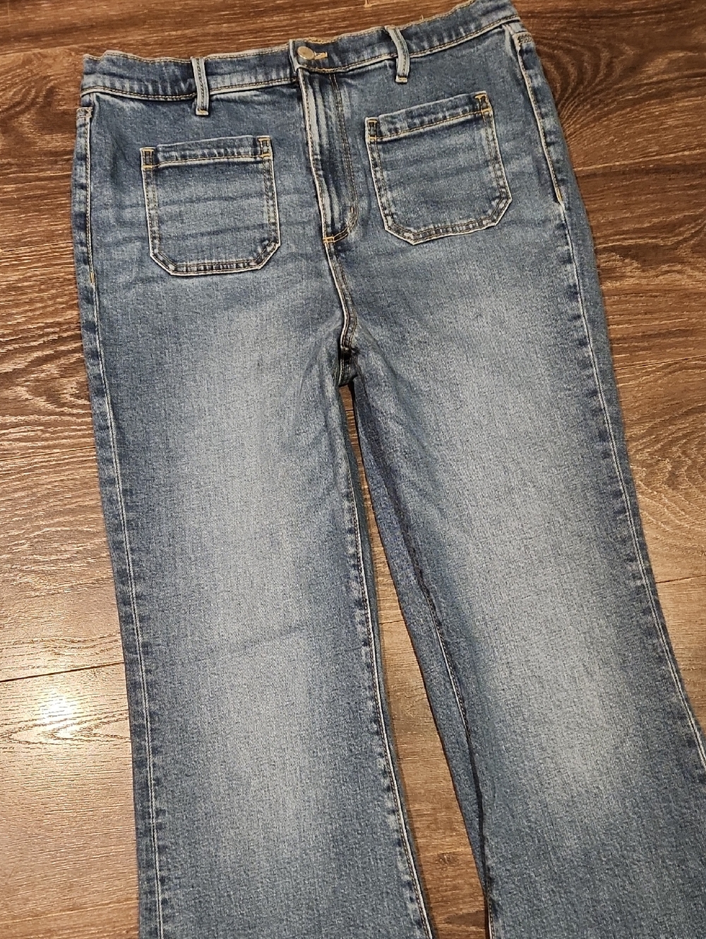 ❤️ ANN TAYLOR HIGH RISE WIDE LEG PATCH POCKET JEANS, 10 (30) - Picture 5 of 10
